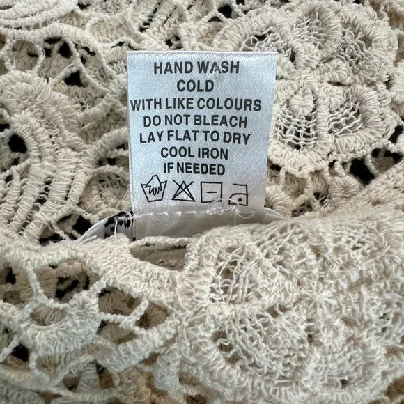 🆕 🤍✨ NWOT DIZZY LIZZY Cream Lace Short Sleeve Top | Sz S - Picture 6 of 6